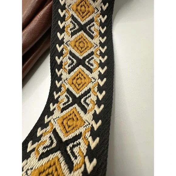 Faux Leather Brown Sling Bag Aztec Strap Crossbody‎ Backpack Purse Women - Picture 7 of 7